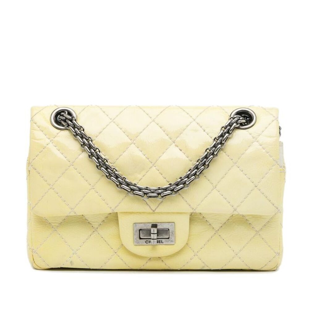 Pre Loved chanel Reissue 255 Flap Bag Quilted Women Yellow Crossbody Bags